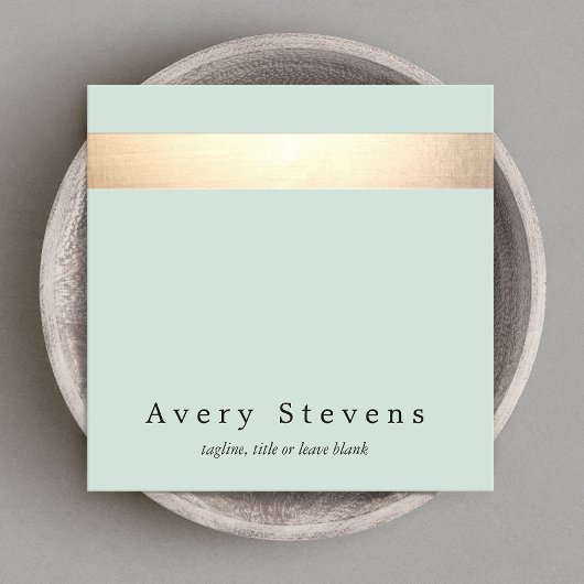 金フェイク箔ストライプのラエレガントイトブルーシック スクエア名刺