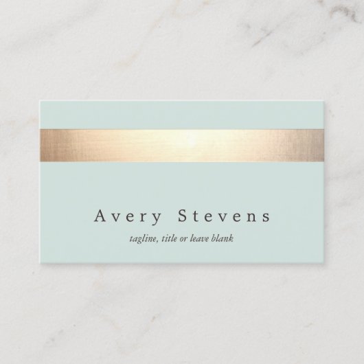 金フェイク箔ストライプモダンターコイズ 名刺 (正面)