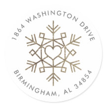 金フェイク箔スノーフレーク差出人住所ラベル