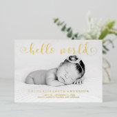 金フェイク箔タイポグラフィフォトベビーのお知らせ 箔招待状 (立ち正面)