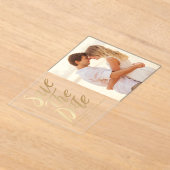 金フェイク箔タイポルグラフィと水玉模様写真 アクリル招待状 (レイダウン)