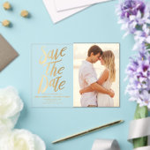 金フェイク箔タイポルグラフィと水玉模様写真 アクリル招待状 (インサイチュ (ウェディング))