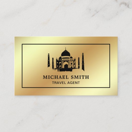 金フェイク箔タージマハル旅行代理店 名刺 (正面)