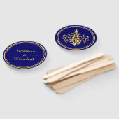 金フェイク箔ダマスク王室のブルー結婚ズ ハンドファン (組立なし)