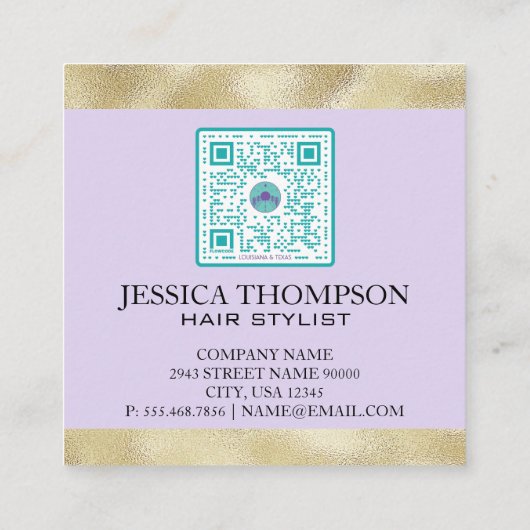 金フェイク箔トリム | Qrコード スクエア名刺 (裏面)