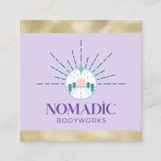 金フェイク箔トリム | Qrコード スクエア名刺 (正面)