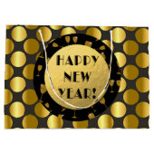 金フェイク箔ドット新年おめでとう！ギフトバッグ ラージペーパーバッグ (裏面)