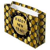 金フェイク箔ドット新年おめでとう！ギフトバッグ ラージペーパーバッグ (裏面アングル)