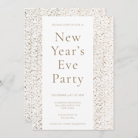 金フェイク箔ニューエレガントイヤーイブパーティー招待状 シーズンカード (正面/裏面)