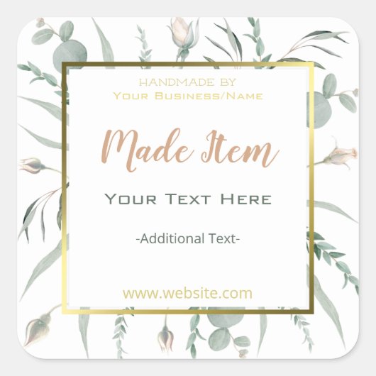 金フェイク箔ハンドメイド製品小規模企業 スクエアシール (正面)