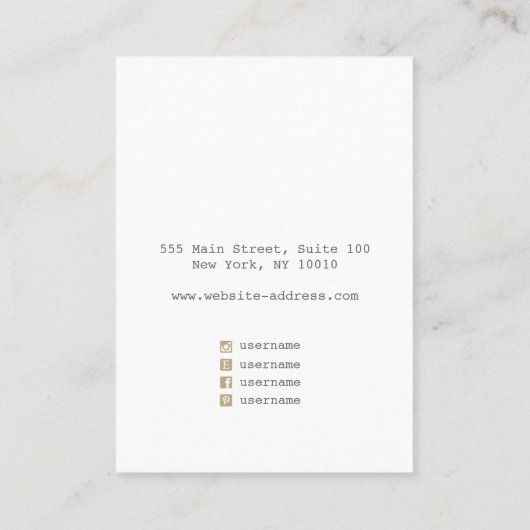 金フェイク箔バックグランドネックレスディスプレイ 名刺 (裏面)