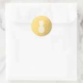 金フェイク箔パイナップル差出人住所ラベル ラウンドシール (バッグ)