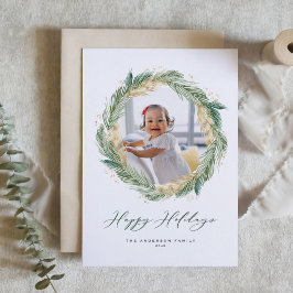 金フェイク箔パイン針リース写真 シーズンカード