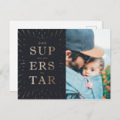 金フェイク箔パパはスーパースター父の日 ポストカード (正面/裏面)