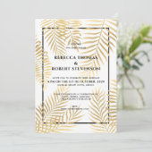金フェイク箔パーム葉トロピカルビーチ結婚式 招待状 (スタンド正面)