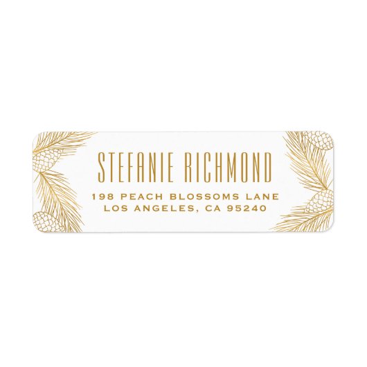 金フェイク箔ピネコーンと松の針休日 ラベル (正面)