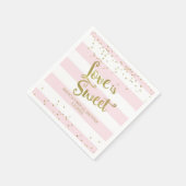 金フェイク箔ピンクのストライプ愛は甘いシャワー スタンダードカクテルナプキン (角)