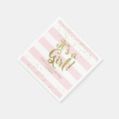 金フェイク箔ピンクストライプ色の女の子 スタンダードカクテルナプキン (角)