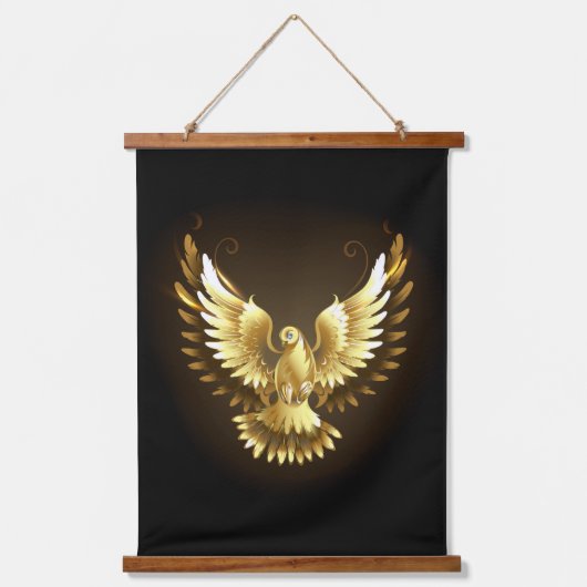 金フェイク箔ピースドゥーヴオンブラック 吊り下げ型タペストリー (正面)