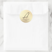 金フェイク箔ファミリー名ステッカー ラウンドシール (バッグ)