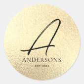 金フェイク箔ファミリー名ステッカー ラウンドシール (正面)