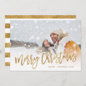 金フェイク箔フォトオーバーレイメリークリスマスフラット シーズンカード (正面/裏面)