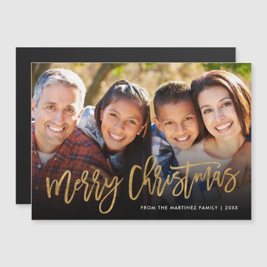 金フェイク箔フォトオーバーレイ磁気ホリデーカード (正面/裏面)