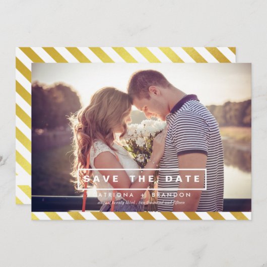 金フェイク箔フォトセーブ・ザ・デート案内 セーブザデート (正面/裏面)