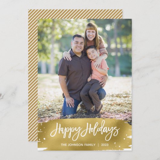 金フェイク箔フォトホリデーカードワン写真 シーズンカード (正面/裏面)
