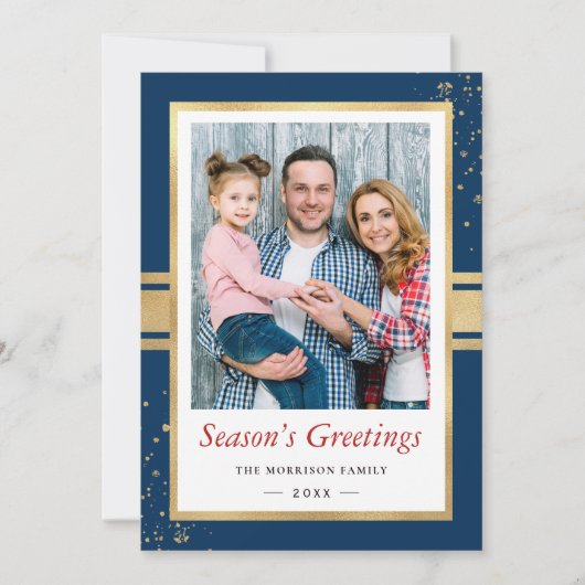 金フェイク箔フレームシーズンのグリーティングフォト シーズンカード (正面)