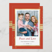 金フェイク箔フレーム平和と愛の写真 シーズンカード (正面/裏面)