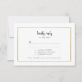 金フェイク箔フレーム結婚式RSVP返信カード 出欠カード (正面)