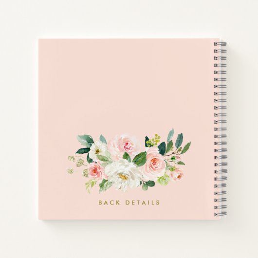 金フェイク箔フローラかわいらし文字Aモノグラム ノートブック (裏面)