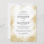 金フェイク箔ブラシ結婚ストローク 招待状 (正面)