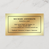 金フェイク箔ブラックキッチンナイフパーソナルシェフ 名刺 (裏面)