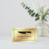 金フェイク箔ブラックキッチンナイフパーソナルシェフ 名刺 (スタンド正面)