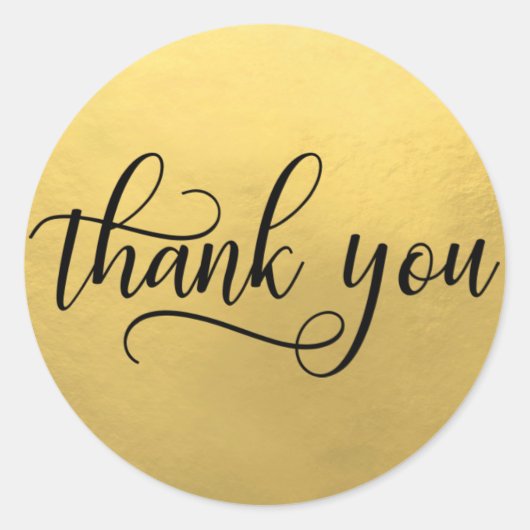 金フェイク箔ブラックスクリプト書道ありがとう ラウンドシール (正面)