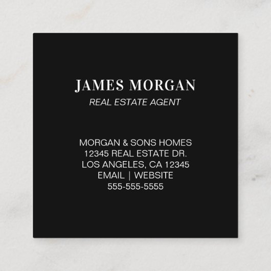 金フェイク箔ブラックモノグラ縁どム スクエア名刺 (裏面)