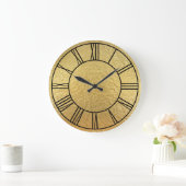 金フェイク箔ブラックローマ数字 ラージ壁時計 (ホーム)