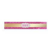 金フェイク箔ホットピンクグリッターズ結婚モノグラム 招待状ベリーバンド (フラット)