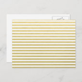 金フェイク箔ホワイトストライプパターン ポストカード (正面/裏面)