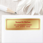 金フェイク箔マルーンレッド結婚ズ ラベル (インサイチュ)