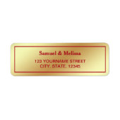 金フェイク箔マルーンレッド結婚ズ ラベル (正面)