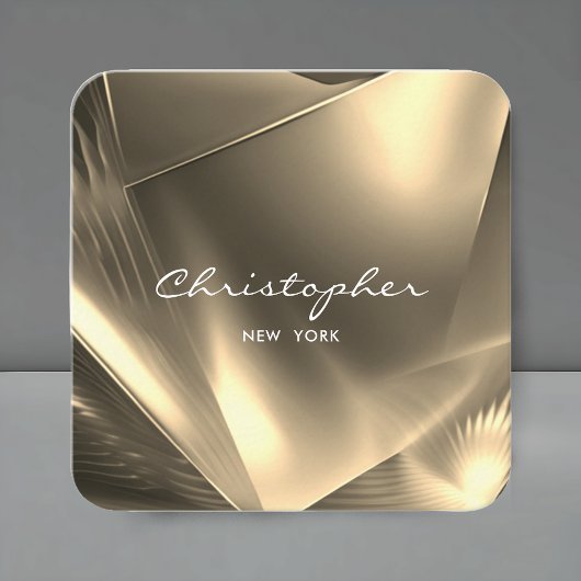 金フェイク箔ミニマルQRコードとソーシャルメディア スクエア名刺