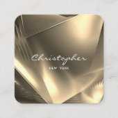 金フェイク箔ミニマルQRコードとソーシャルメディア スクエア名刺 (正面)