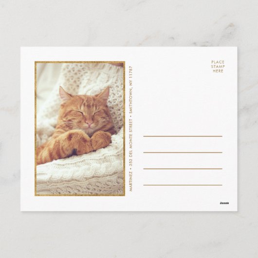 金フェイク箔メリークリスマスフォトオーバーレイ シーズンポストカード (裏面)