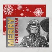 金フェイク箔メリークリスマスフォトカード シーズンカード (正面/裏面)