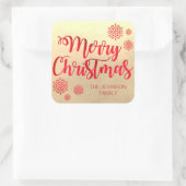 金フェイク箔メリークリスマスレッドスノーフレーク スクエアシール (バッグ)