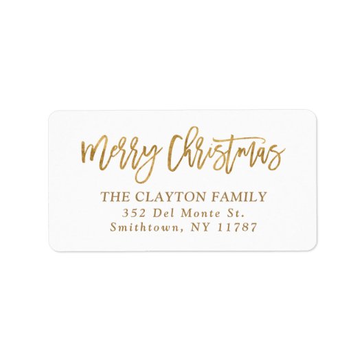 金フェイク箔メリークリスマス差出人住所 ラベル (正面)