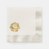 金フェイク箔リップスティックキス 縁ありカクテルナプキン (正面)